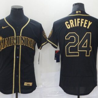 Men Seattle Mariners 24 Griffey Black Elite Nike 2021 MLB Jerseys
