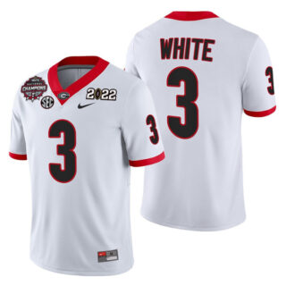 Men's Georgia Bulldogs #3 Zamir White 2021 22 CFP National Champions White College Football Stitched Jersey