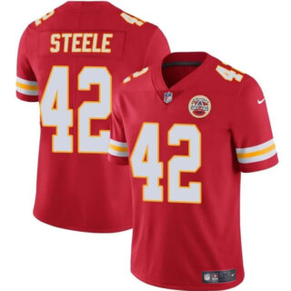 Men's Kansas City Chiefs #42 Carson Steele Red Vapor Untouchable Limited Stitched Football Jersey