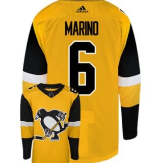 Men's Penguins #6 Marino Gold Authentic Stitched Hockey Jersey