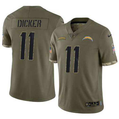 Men Cameron Dicker #11 Los Angeles Chargers Vapor Limited 2022 Salute to Service Olive