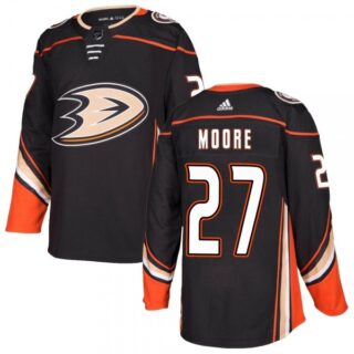 Men's # 27 John Moore Anaheim Ducks Home Jersey - Authentic Black
