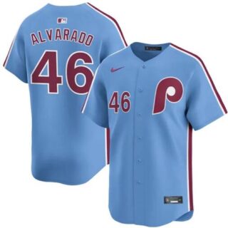 Men's #46 Jose Alvarado Philadelphia Phillies Light Blue Baseball Jersey