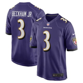 Men's Baltimore Ravens #3 Odell Beckham Jr. Nike Purple Game Jersey