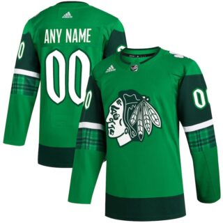 Men's Chicago Blackhawks Kelly Green St. Patrick's Day Authentic Custom Jersey