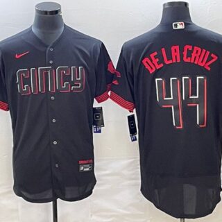 Men's Cincinnati Reds #44 Elly De La Cruz Black 2023 City Connect Flex Base Stitched Jersey