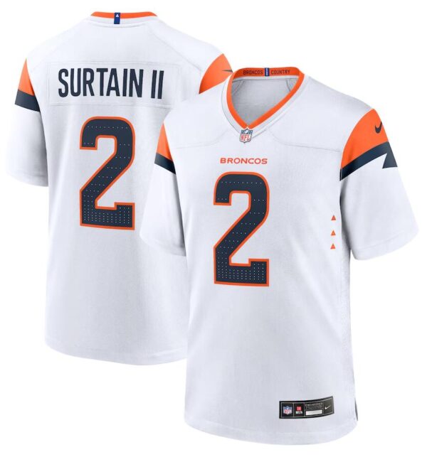 Men's Denver Broncos #2 Patrick Surtain II White Game Jersey