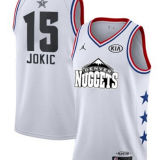 Men's Denver Nuggets 15# Nikola Jokic white Jordan Swingman 2019 All-star Game jersey