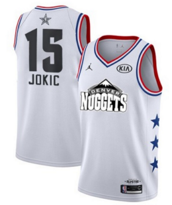 Men's Denver Nuggets 15# Nikola Jokic white Jordan Swingman 2019 All-star Game jersey