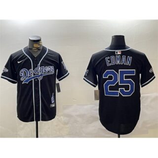 Men's Los Angeles Dodgers #25 Tommy Edman Black 2024 World Series Champions Limited Stitched Baseball Jersey
