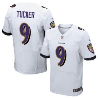 Men's NFL Baltimore Ravens #9 Justin Tucker White Jerseys (Elite)