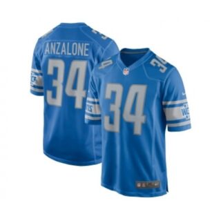 Men's Detroit Lions #34 Alex Anzalone Blue Game Jersey