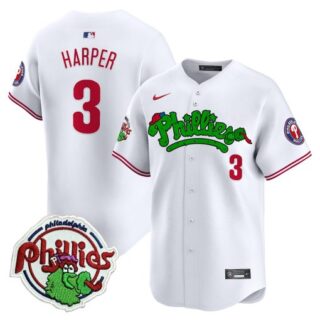 Men's Phillies 3# Bryce Harper Phanatic Patch Vapor Premier Limited Jersey