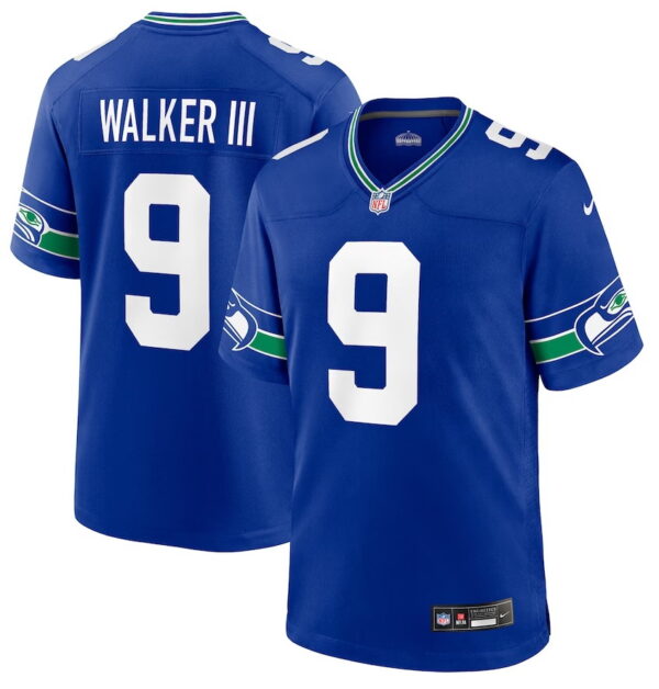 Youth Seattle Seahawks #9 Kenneth Walker III Royal Throwback Player Game Jersey