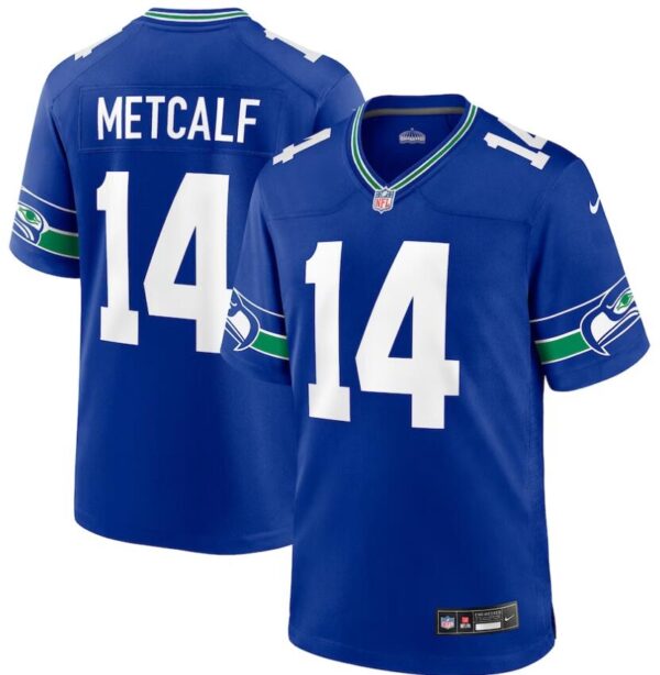 Men's Seattle Seahawks DK Metcalf #14 Royal Throwback Player Jerseys