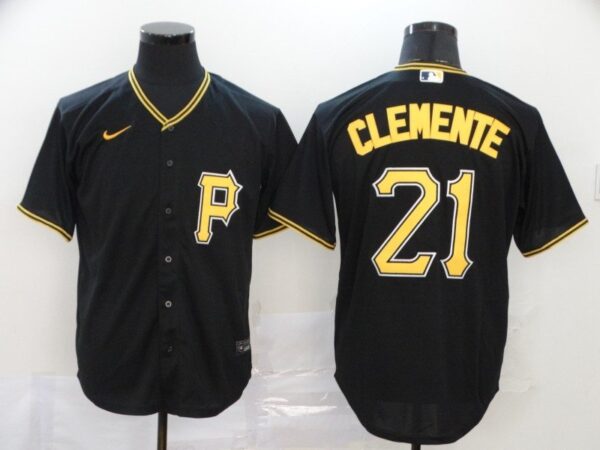 Men's Pittsburgh Pirates #21 Roberto Clemente Black Cool Baseball Stitched Jersey