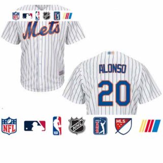 Mets #20 Pete Alonso White(Blue Strip) New Cool Base Stitched Baseball Jersey