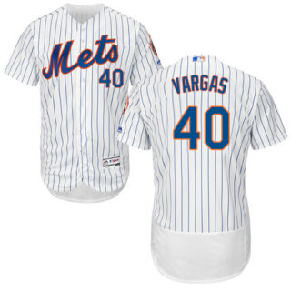 Mets #40 Jason Vargas White(Blue Strip) Flexbase Authentic Collection Stitched Baseball Jersey