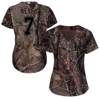 Mets #7 Jose Reyes Camo Realtree Collection Cool Base Women's Stitched Baseball Jersey