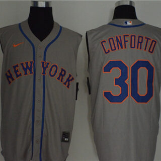 Mets 30 Michael Conforto Gray Nike Cool Base Sleeveless Jersey