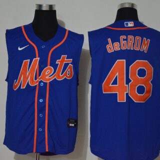 Mets 48 Jacob DeGrom Royal Nike Cool Base Sleeveless Jersey