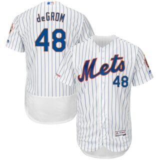 Mets 48 Jacob DeGrom White 150th Patch Flexbase Jersey