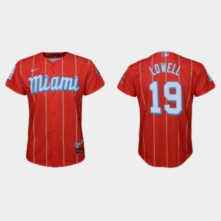 Miami Marlins #19 Mike Lowell Youth Nike 2021 City Connect Authentic MLB Jersey Red