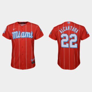 Miami Marlins #22 Sandy Alcantara Youth Nike 2021 City Connect Authentic MLB Jersey Red