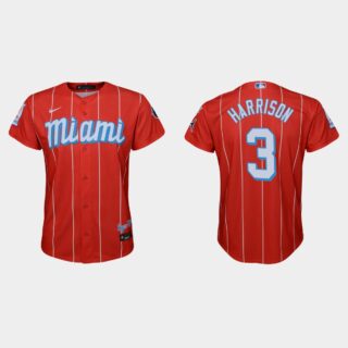 Miami Marlins #3 Monte Harrison Youth Nike 2021 City Connect Authentic MLB Jersey Red