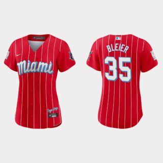Miami Marlins #35 Richard Bleier Women's Nike 2021 City Connect Authentic MLB Jersey Red