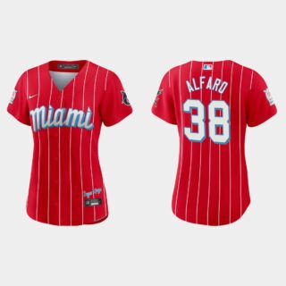 Miami Marlins #38 Jorge Alfaro Women's Nike 2021 City Connect Authentic MLB Jersey Red
