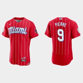 Miami Marlins #9 Juan Pierre Men's Nike 2021 City Connect Authentic MLB Jersey Red