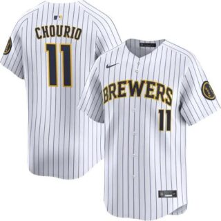 Men's Milwaukee Brewers #11 Jackson Chourio Limited White jerseys