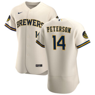 Milwaukee Brewers #14 Jace Peterson Men's Nike Cream Home 2020 Authentic Player MLB Jersey