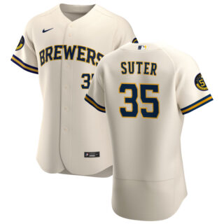 Milwaukee Brewers #35 Brent Suter Men's Nike Cream Home 2020 Authentic Player MLB Jersey