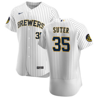 Milwaukee Brewers #35 Brent Suter Men's Nike White Home 2020 Authentic Player MLB Jersey