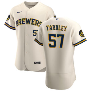 Milwaukee Brewers #57 Eric Yardley Men's Nike Cream Home 2020 Authentic Player MLB Jersey