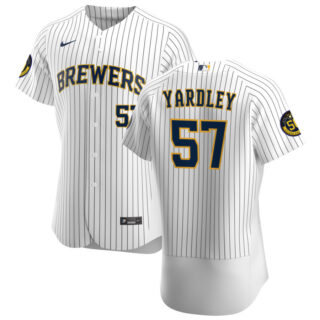 Milwaukee Brewers #57 Eric Yardley Men's Nike White Home 2020 Authentic Player MLB Jersey