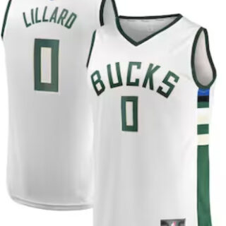 Milwaukee Bucks #0 Damian Lillard White Jersey