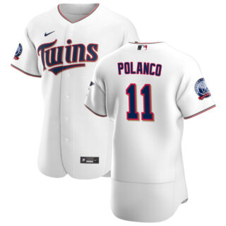 Minnesota Twins #11 Jorge Polanco Men's Nike White Home 2020 60th Season Authentic Team MLB Jersey