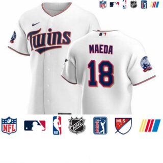 Minnesota Twins #18 Kenta Maeda Men's Nike White Home 2020 60th Season Authentic Team MLB Jersey