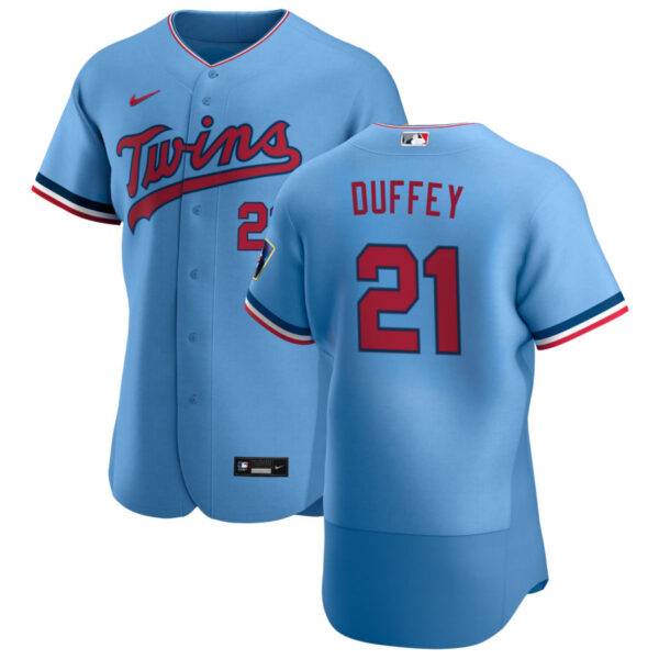 Minnesota Twins #21 Tyler Duffey Men's Nike Light Blue Alternate 2020 Authentic Team MLB Jersey