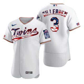 Minnesota Twins #3 Harmon Killebrew Men's Nike White Fluttering USA Flag Limited Edition Authentic MLB Jersey