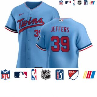 Minnesota Twins #39 Ryan Jeffers Men's Nike Light Blue Alternate 2020 Authentic Team MLB Jersey