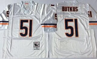 Mitchell&Ness Bears ##51 Dick Butkus White Small No. Throwback Stitched NFL Jersey