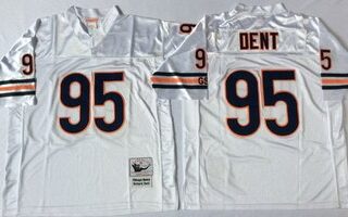 Mitchell&Ness Bears #95 Richard Dent White Small No. Throwback Stitched NFL Jersey