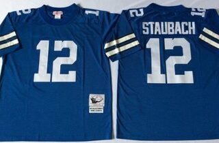 Mitchell&Ness cowboys #12 Roger Staubach blue Throwback Stitched NFL Jerseys