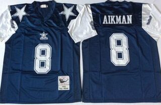 Mitchell&Ness cowboys #8 Troy Aikman Throwback Stitched NFL Jerseys
