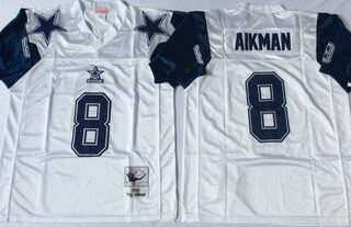 Mitchell&Ness cowboys #8 Troy Aikman white Throwback Stitched NFL Jersey