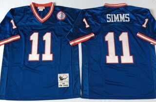 Mitchell&Ness giants #11 Phil Simms blue Throwback Stitched NFL Jerseys